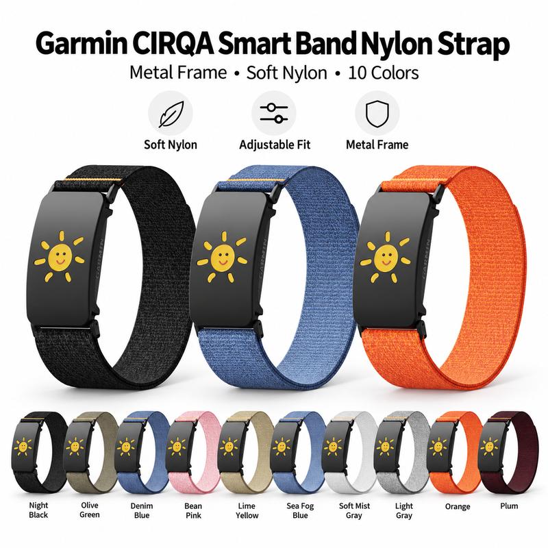 Dây đeo thay thế cho đồng hồ Garmin CIRQA bằng nylon mềm mại, khung kim loại, thoáng khí, dễ điều chỉnh