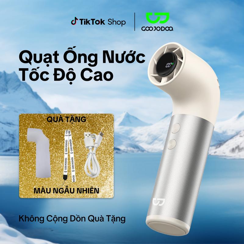 【GOOJODOQ*KOL/KOC QUẠT MINI HÌNH ỐNG NƯỚC TỐC ĐỘ CAO TẶNG ỐP SILICONE NGẪU NHIÊN, ĐỘNG CƠ KHÔNG CHỔI THAN, 100 CẤP ĐỘ, MÀN HÌNH LED THÔNG MINH