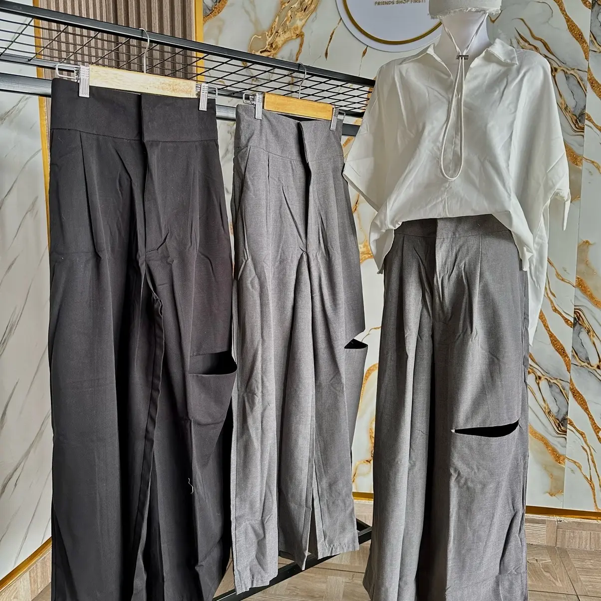 January0104 / highwaist pants wanita/celana kulot/ celana highwaist loose Cewek Casual