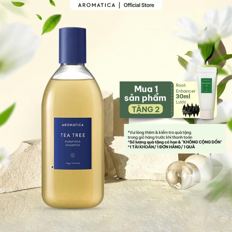 Dầu Gội Tràm Trà Aromatica Tea Tree Purifying Shampoo 400ml Dành Cho Da Đầu Dầu Không Chứa Silicon & Sunfat Hỗ Trợ Kiểm Soát Bã Nhờn
