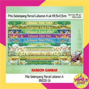 (5Pak Isi 50Lembar) Pita Selempang A, pita parcel lebaran, paper belt idul fitri, banner bingkisan kue lebaran, hiasan toples idul fitri, pita idul fitri roll, pita idul fitri hampers, selempang idul fitri dekorasi