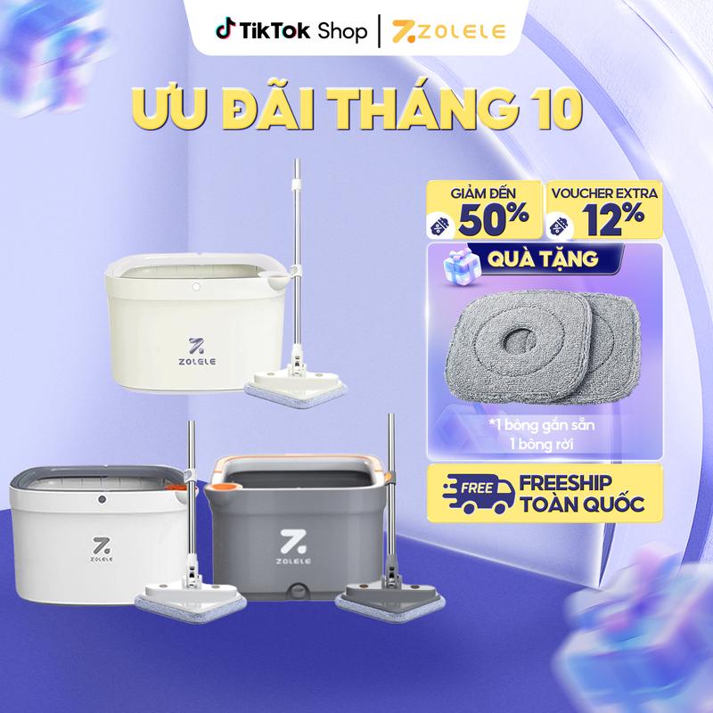 [LIVESTREAM] Cây Lau Nhà Tự Vắt Thông Minh 360 Độ, 2 Ngăn Tách Riêng Nước Bẩn ZOLELE M16 Giúp Lau Sàn Làm Sạch