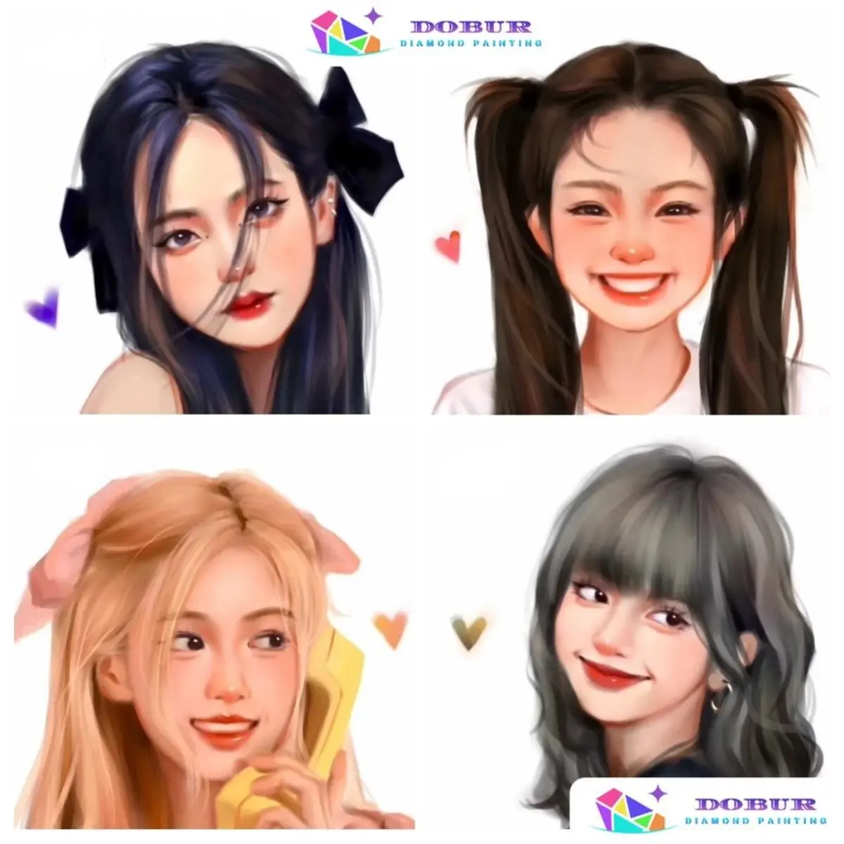 Bộ Tranh Đính Đá DOBUR, BLACKPINK, Tranh Vải khoan tròn đầy đủ 5D tự làm, với số, Quà tặng thủ công, Đồ Trang Trí tường nhà