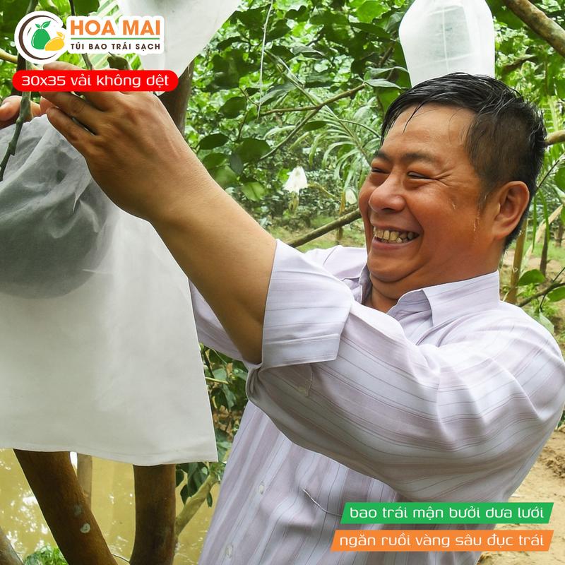 100 Túi bao trái cây Hoa Mai túi rút chống côn trùng chất liệu vải không dệt