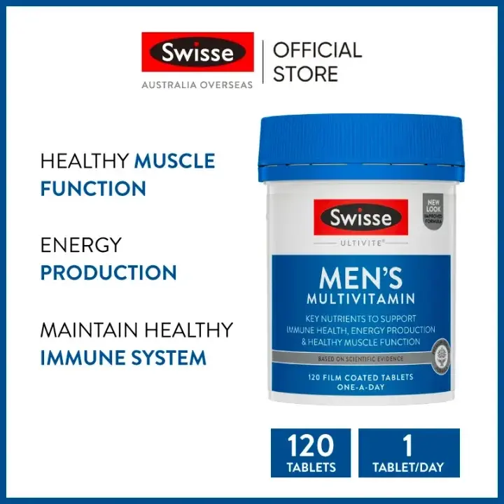 Swisse Men's Multivitamin,  120 Tablets (Immune, Muscle and Bone Health)