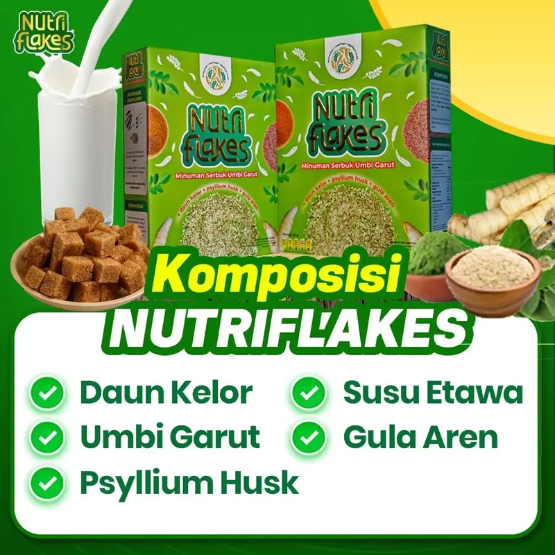 PAKET 3 BOX - NUTRIFLAKES SEREAL UMBI GARUT Granola Kering Susu 1