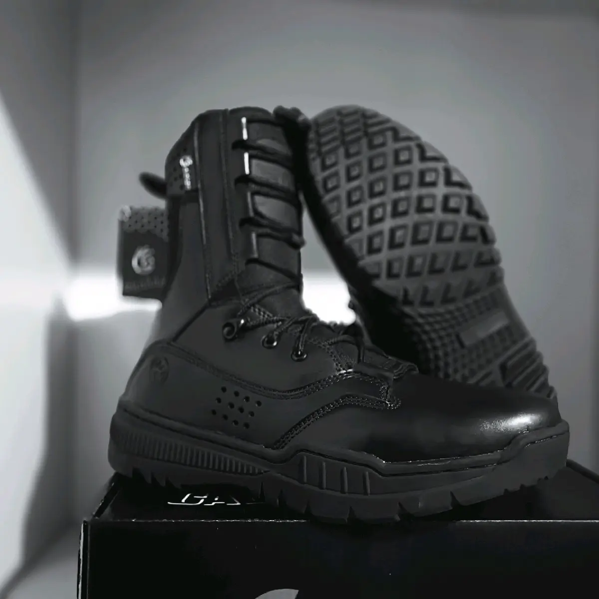 sepatu pdl compeny terbaru tni polisi security satpam kulit premium gret a outdoor tahan air pecah dan retak