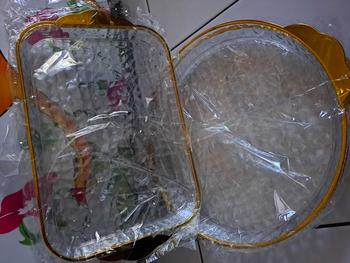 Product Review of SINDA Nampan Plastik Transparan dengan Handle Gold – Wadah Elegan untuk Rumah dan Makanan  F003 - F015 Bulat, Kitchenware from a**9 0