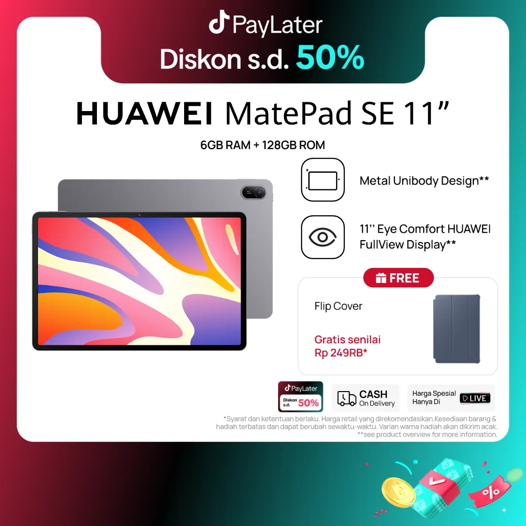 HUAWEI MatePad SE 11" Tablet [6+128GB] | FHD+ Eye Comfort Display | 7700mAh | Metal Unibody