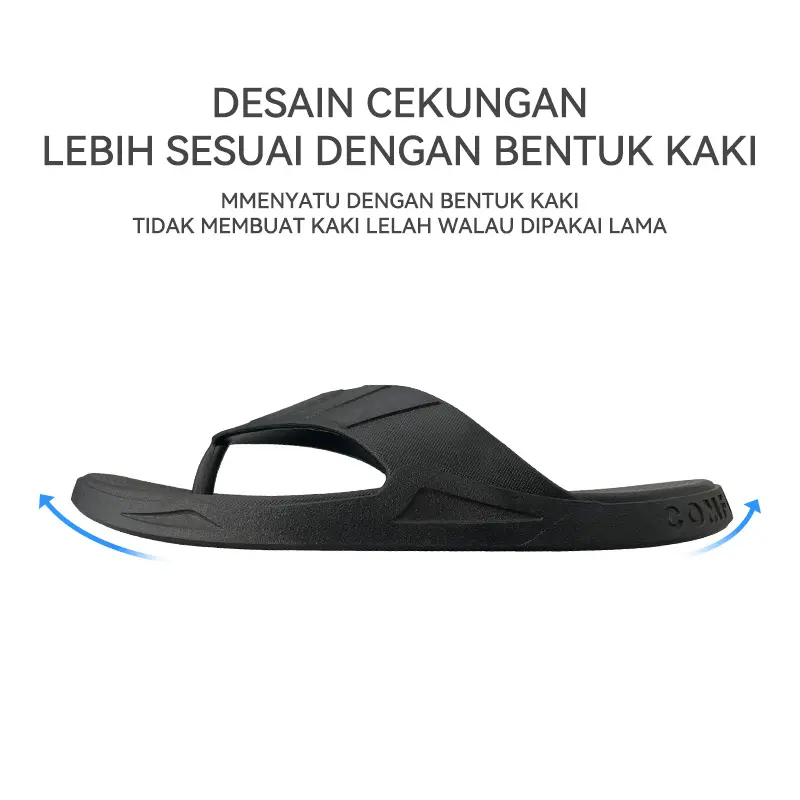 Sandal Pria/Wanita Hitam Model Terbaru Anti Licin – Termurah dan Sangat Nyaman untuk Harian dan Outdoor/Indoor 2