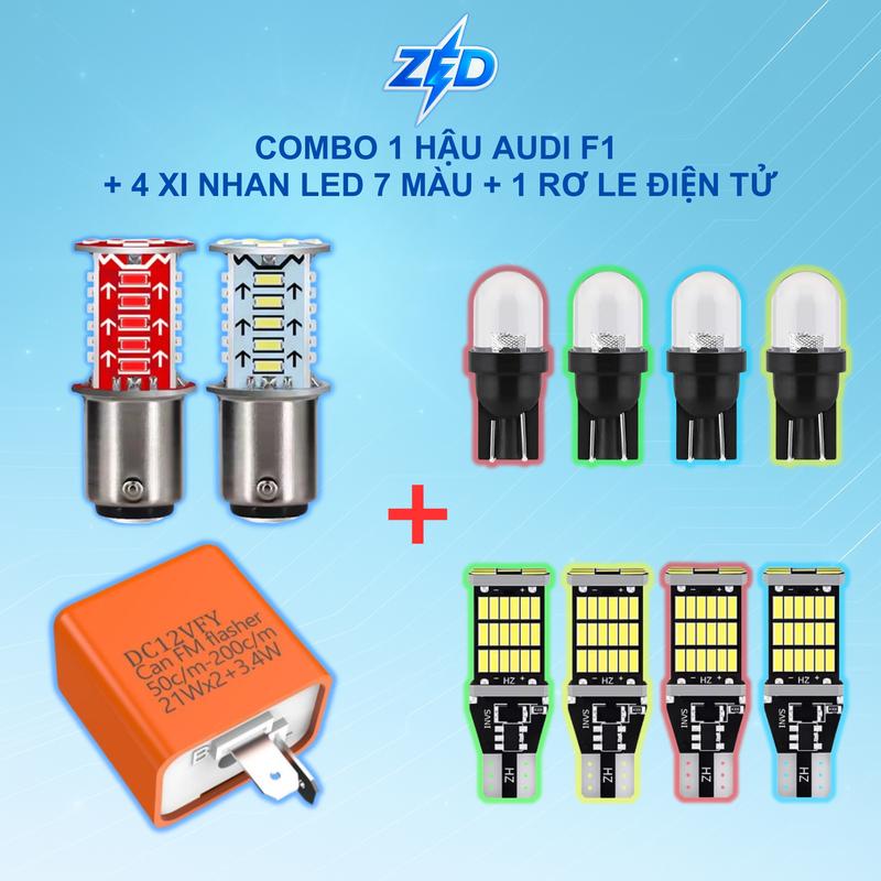 Combo Hậu Audi F1 Và Xi Nhan LED Kèm Rơ Le Nháy Điện Tử - Hiệu Ứng Đẹp Mắt - Lắp Đèn Xi Nhan Hậu Demi Báo Số Cho Mọi Dòng Xe Thông Dụng - Phụ Kiện