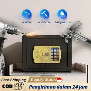 Brankas Baja Digital Mini Brangkas Uang Emas Dokumen Sertifikat Dengan PIN dan Kunci Manual Safe Box 25*25*35cm