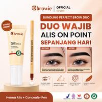 Gambar [PERFECT BROW DUO] browie Henna Alis + Kuas 2in1 + Ring Mixing + All in One Perfecting Concealer Pen + FREE Cermin | Eyebrow Gel Waterproof & Longlasting - Dark Brown  dari browieofficial Kota Cirebon 2 Tokopedia