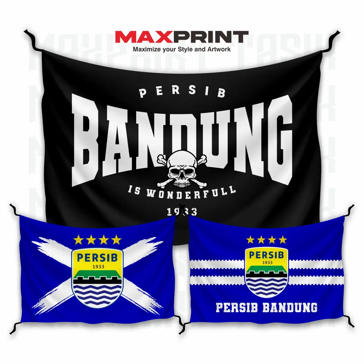 BENDERA SUPORTER PERSIB FULL PRINT BUKAN DI SABLON