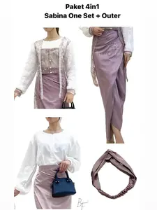 READY SIAP KIRIM - [ Paket 4in1 ]  SABINA Set Kebaya Kutu Baru Wisuda Modern Kebaya Set Tunik Lamaran Tunangan Batik Baju Couple Kondangan Terbaru