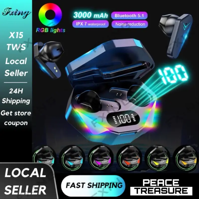 (COD) Headset X15 G11 TWS Bluetooth V5.2 Earphone Headset Gaming Layar Digital Nirkabel Tanpa Latensi Mikrofon Bawaan In Ear Handphone Headphone Led 2