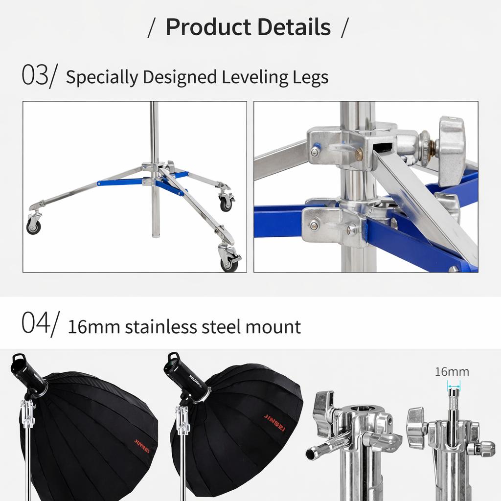 TaffSTUDIO Light Stand Tripod Studio Heavy Duty Stainless Steel 3.2M - 320FS