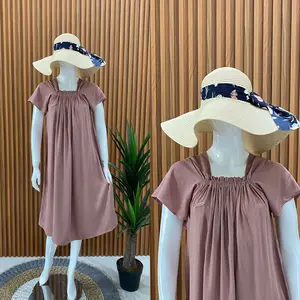 Daster Fuji Polos Rayon Twill Premium - Kancing Depan, Lembut dan Nyaman - Busui, Panjang, Katun, Dress, Pendek, Wanita, Kain, Santai