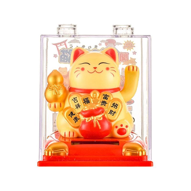 Product Introduction of ✅New【Solar With Cover】Hand Waving Lucky Cat For Gift Shop Office Home Feng Shui Fortune Decor 15