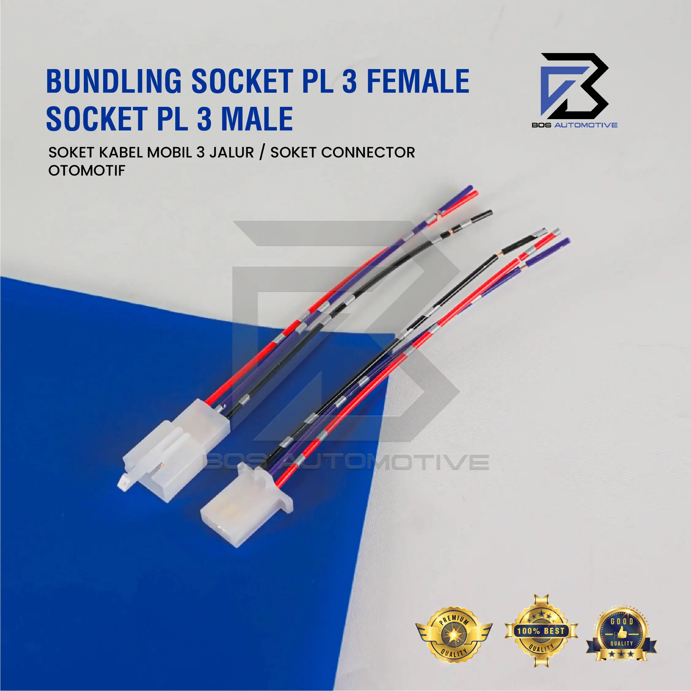 Soket Sambung 3 Pin Kecil / Mini Socket Sambungan Kabel Konektor Mobil Motor (1 SET)