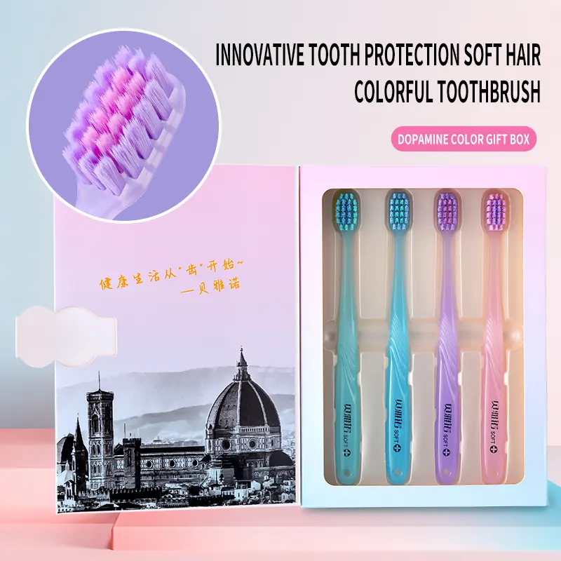 colour soft toothbrush Couple toothbrush Adult toothbrush Rainbow color Medium softness brush wire Light luxury exquisite high-grade luxurious Very pretty Latest Release Best-selling products Suitable for household use