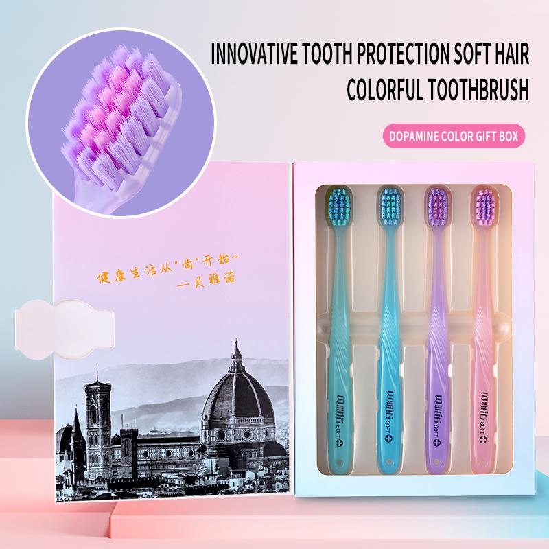 colour soft toothbrush Couple toothbrush Adult toothbrush Rainbow ...
