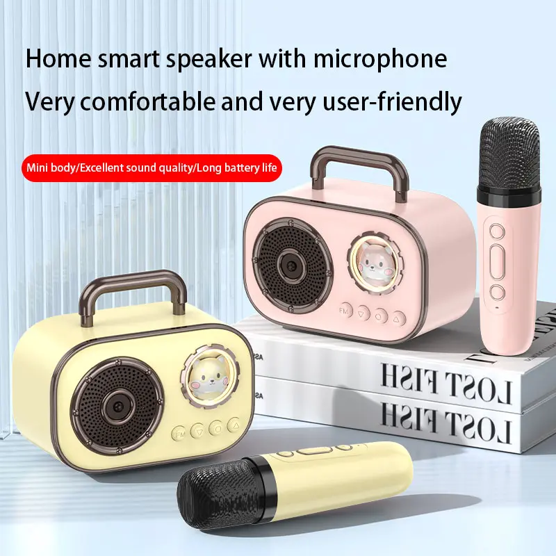 Loa Bluetooth dễ thương với 1 micrô, có thể hát karaoke, hỗ trợ thẻ Usb / Tf / Aux, quà tặng cho nam / nữ / trẻ em / bé trai / bé gái, thích hợp cho văn phòng, phòng ngủ, ngoài trời Củ Loa Nghe Nhạc Không Dây