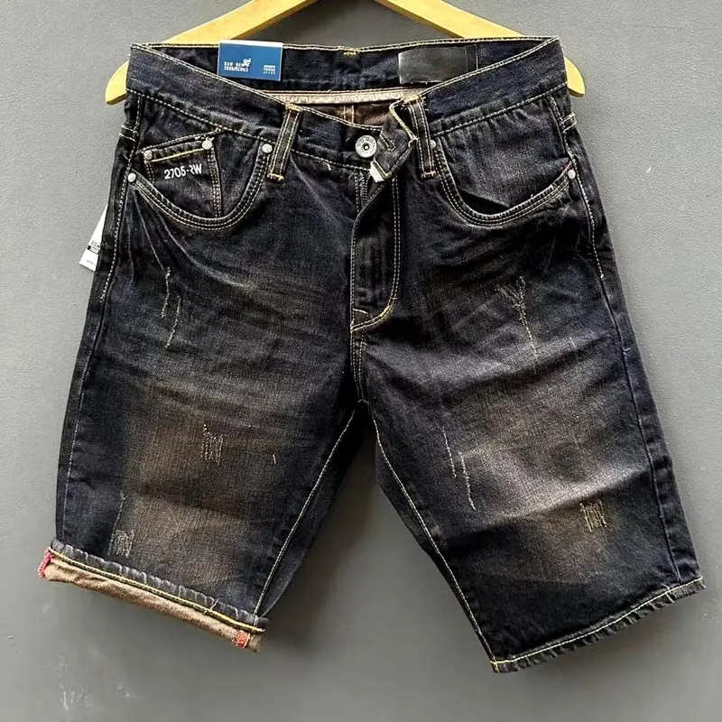 Celana Pendek Jeans  Pria Terbaru Import Distro Sobek/Celana Pria Denim Cowok/Celana Jeans Pria Dewasa Santai/Celana Distro Anak Laki Laki Fit Slim 2