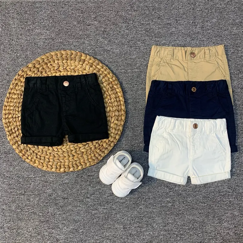 Celana pendek anak laki laki import warna putih , coklat, navy & hitam umur 9 bulan - 4 tahun Katun 0