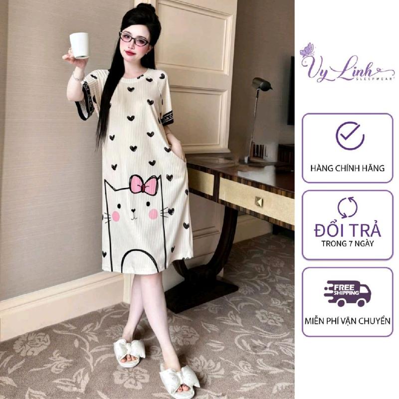  Vy Linh SLEEPWEAR Đầm Ngủ Dành Cho Nữ Họa Tiết Dễ Thương Chất Liệu Thun Đũa Thoáng Mát S1152 Thiết Kế Dễ Thương Cảm Giác Thoáng Mát 