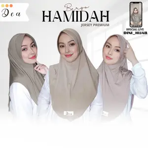 DHEA x Dini.Hijab - Bergo Hamidah Size M Menutup dada // Jilbab Instan Kerudung Bergo Hamidah jersey premium // Hijab Bergo Instan Trendy Nyaman dipakai