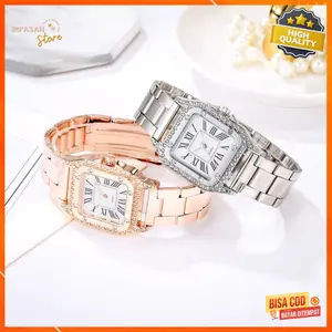 JAM TANGAN WANITA SEGI DIAMOND ANALOG CASUAL RANTAI MURAH HARGA GROSIR COUPLE PRIA jam tangan mewah watches jam