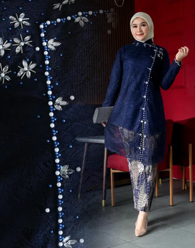 ZONA - SET KEBAYA TUNIK BROKAT PAYET JANGGAN BAJU SERAGAM KONDANGAN PESTA PERNIKAHAN KEBAYA MODERN ELEGAN MEWAH 2024 8