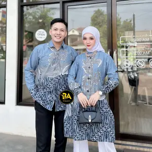 Batik Tunik Couple Modern Set Pakaian Couple Kemeja Batik Pria Premium Baju Batik Couple Tunik Busui Kain Katun