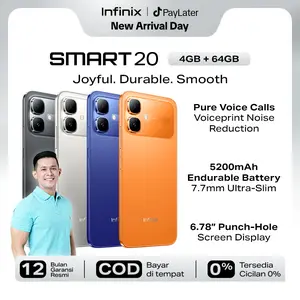 [Exclusive Afdhal] Infinix Smart 20 4/64GB - Up to 8GB Extended RAM - Mediatek Helio G81 - 6.78” - 8MP - 5200 mAh - IP64