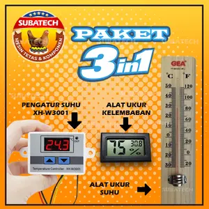 Paket 3in1 Termostat W3001 Termometer Thermostat Thermometer Higrometer Hygrometer Mesin Tetas RMT