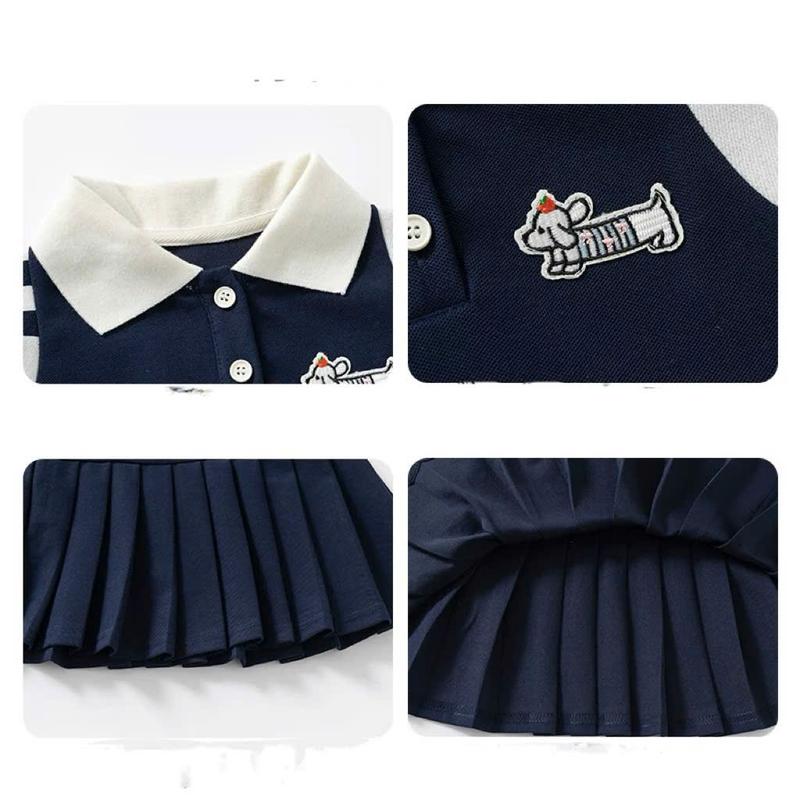 [706] (2 màu) Váy polo xếp ly thêu cún nhỏ siêu xinh cho bé 3