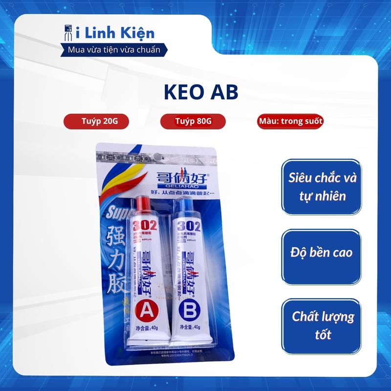 Keo epoxy , keo AB 302 trong suốt 2 thành phần chịu nhiệt dán nhựa , dán gỗ , dán kim loại