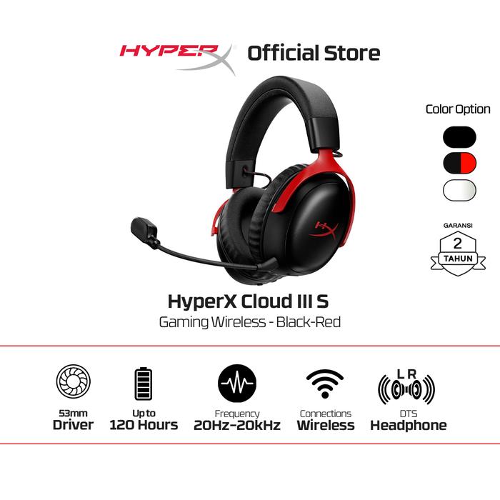 Gambar HyperX Headset Gaming Cloud III S Wireless - Black / Black Red / White Stereo Playback Windows Android iOS Mono Microphone - Black dari HyperX Indonesia Kota Administrasi Jakarta Utara 5 Tokopedia