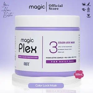 Magia Plex Color Lock Mask Total Color Protection 500gr Haircare Untuk Rambut Berwarna Dengan Sugar Active Complex Keratin Urea Pro-V B5 Avocado & Almond Extract
