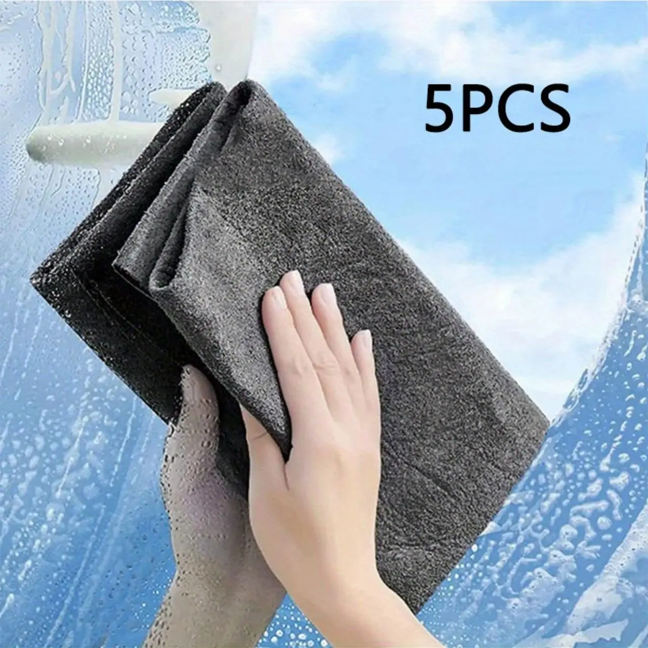 5-Pack Microfiber Cleaning Towels, Lint-Free Reusable Cleaning Wipes, Super Absorbent Wipes for Windows and Glass, Glasses, Cars, Mirrors, All-Purpose Cleaning Towels that come clean and smooth in one wipe