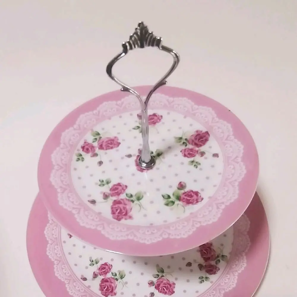 Guest Hosting Tool [VINTAGE PINK ROSE] 2-TIER CAKE STAND