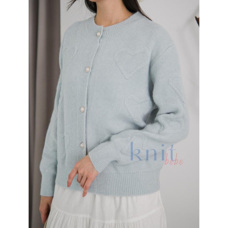 KNITBEBE - SOHEE Atasan Sweater Cardigan Rajut Motif Heart Knit Top 1