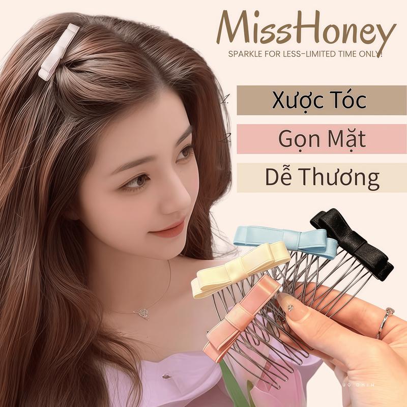 Xược Tóc Đính Nơ Tạo Độ Bồng Cho Nữ, Lược Cài Tóc Nơ Phong Cách Tiểu Thư