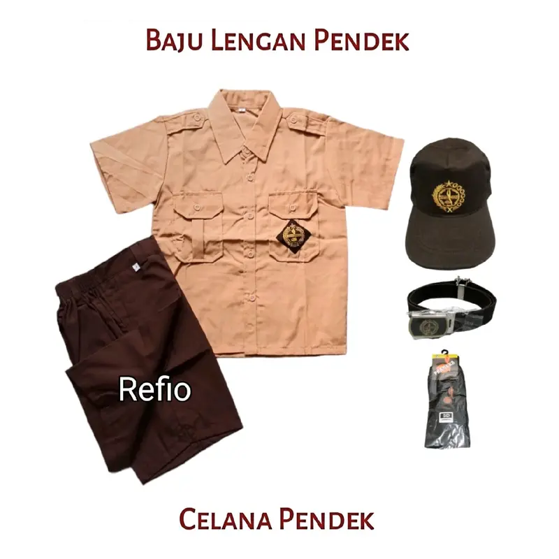 Setelan Seragam Sekolah SD Pramuka Penggalang Anak Laki-laki Baju Lengan Pendek Celana Pendek Set Lengkap Kelas 1-6 0