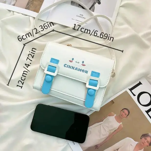 Túi đeo vai, phong cách Cô Gái Dễ Thương Hàn Quốc, túi Hoạt Hình, túi Tote Lolita, túi Đeo Chéo, thích hợp cho học sinh, làm bằng chất liệu PU, hình vuông, túi 1