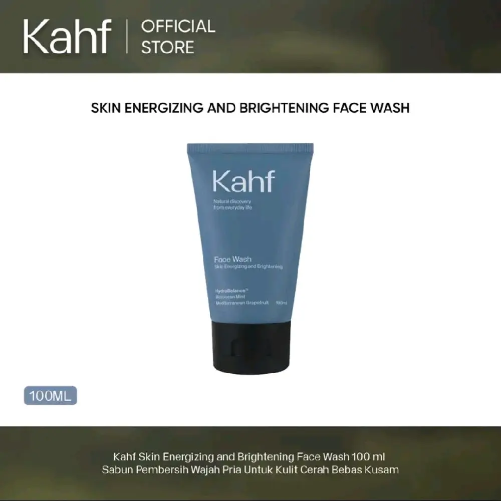 Kahf Skin Energizing and Brightening Face Wash 100 ml - Sabun Pembersih Wajah Pria Untuk Kulit Cerah Bebas Kusam Membersihkan Muka