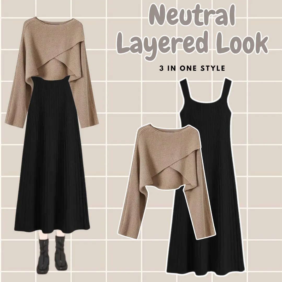 Setelan Wanita Rajut Silang Inner Dress Knit Korean Style 3in1 OOTD Outfit Kekinian (DSD147) - Celana