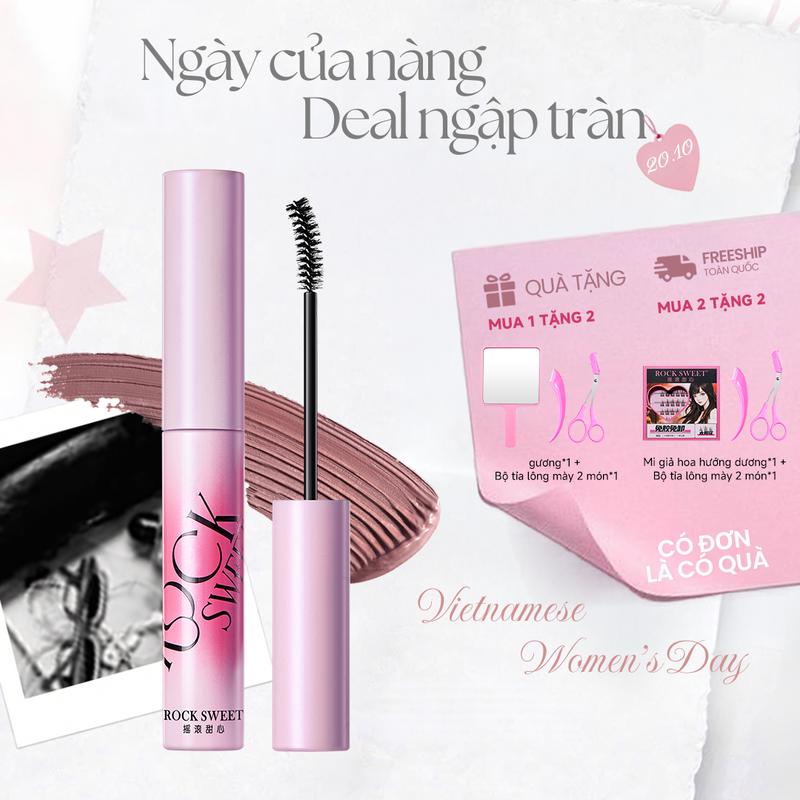 ROCKSWEET Mascara Lông Mày RS Lì Mềm Mại,Màu Nâu Hồng, Lông Mày Lông Mịn Tự Nhiên, 1 Lướt, Không Thấm Nước Và Lâu Trôi, Không Vón Cục, Chống Nhòe