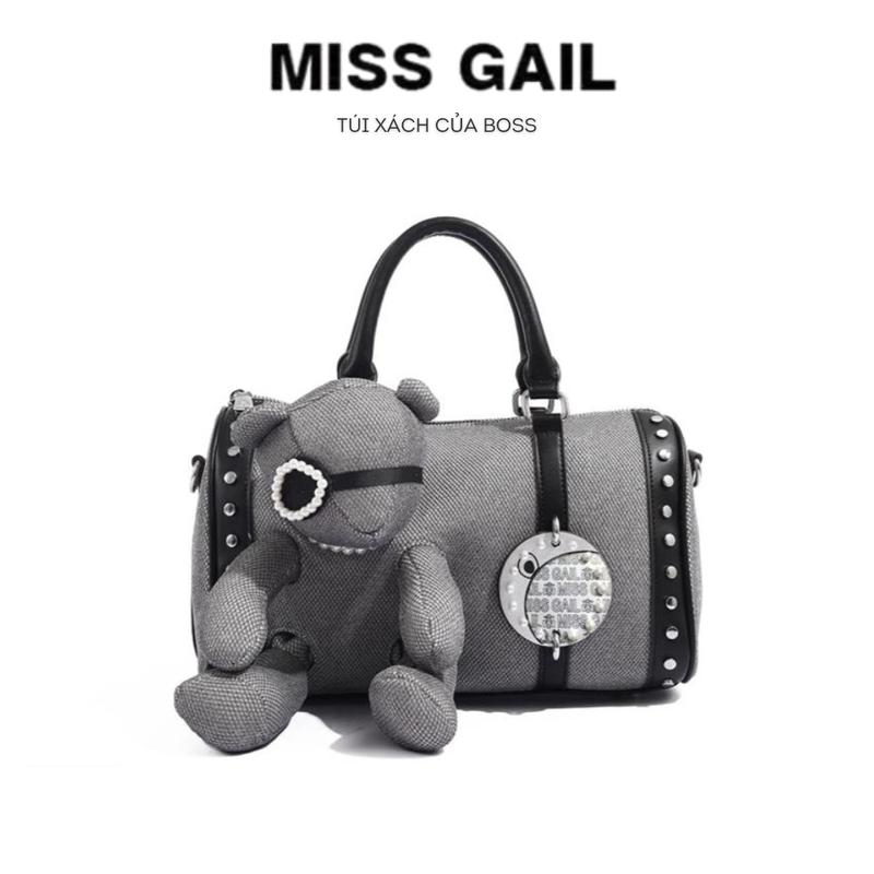 Túi xách hành lý thiết kế Gấu Teddy phiên bản giới hạn độc đáo, thời thượng thương hiệu túi STORE MISS GAIL thời gian . Xách tay/ đeo chéo. Màu đen - MG6581.